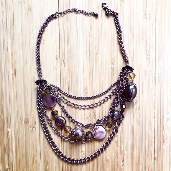 Women Artsy Brown Strand Bohemian Fashion Necklace Turquoise Blue Flower Charms